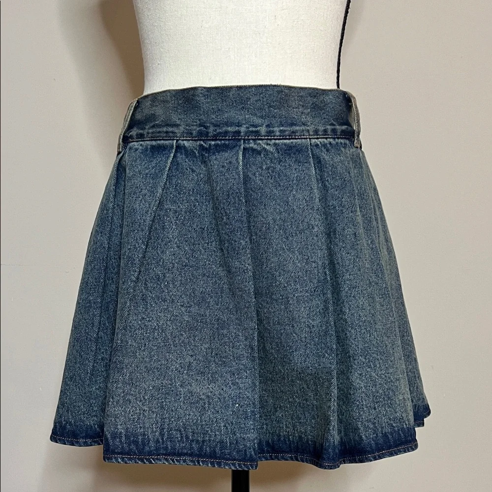 🪁🪣🩱Denim Pleated Mini Skirt - Blue